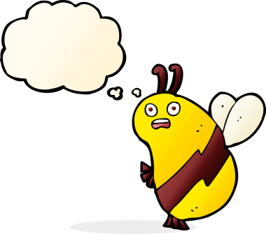 Bir insan tarafından çizilmiş düşünce balonlu komik çizgi film arısı.