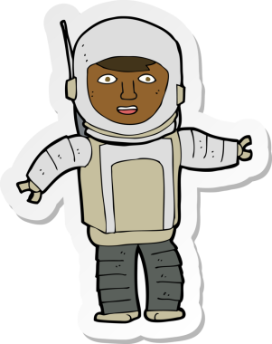 Bir insan tarafından çizilmiş bir astronotun çıkartması.