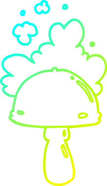 Bir insan tarafından çizilmiş spor bulutlu bir mantarın soğuk gradyan çizimi