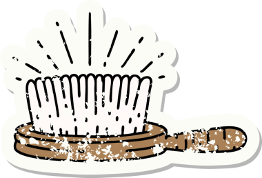 Bir insan tarafından çizilmiş dövme stili eski bir saç fırçası.