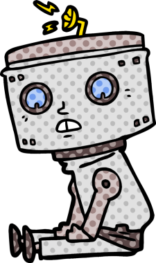 Bir insan tarafından çizilmiş çizgi film robotu