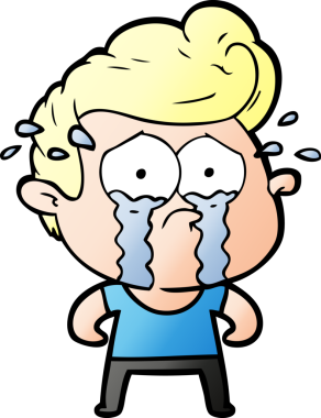 Bir insan tarafından çizilmiş ağlayan bir karikatür.