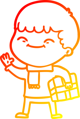 Bir insan tarafından çizilen mutlu bir çocuğun sıcak çizgi çizimi.