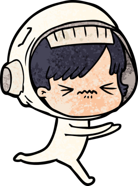 Bir insan tarafından çizilmiş astronot kadın.