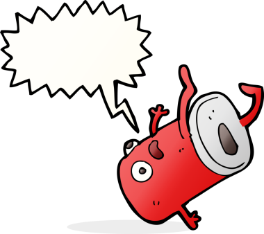 Bir insan tarafından çizilmiş bir konuşma baloncuğuyla eski bir içki kutusu.