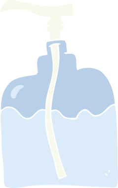 Bir insan tarafından çizilen pompa şişesinin düz renk çizimi