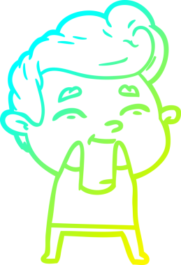 Bir insan tarafından çizilmiş mutlu bir çizgi film karakteri çizimi.