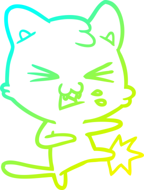 Bir insan tarafından çizilen çizgi film kedisinin soğuk gradyan çizimi