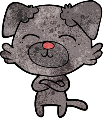 Bir insan tarafından çizilmiş çizgi film köpeği.