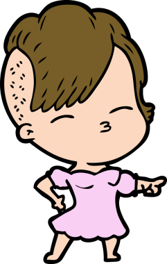 Bir insan tarafından çizilmiş şaşı çizgi film kızı.