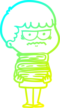 Bir insan tarafından çizilmiş bir çizgi filmin soğuk gradyan çizimi.