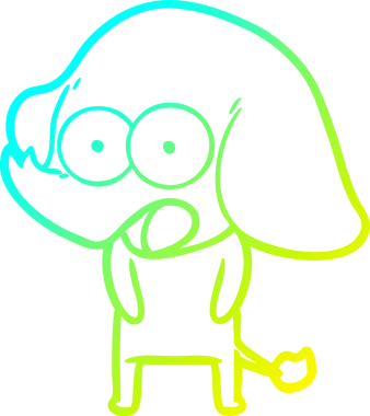 Bir insan tarafından çizilmiş şirin bir filin soğuk gradyan çizgisi