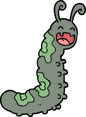 Bir insan tarafından çizilmiş komik bir karikatür tırtılı.