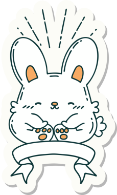 Bir insan tarafından çizilmiş mutlu tavşan dövmesi çıkartması.