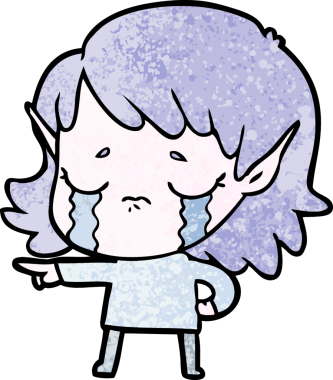 Bir insan tarafından çizilmiş ağlayan elf kızı.