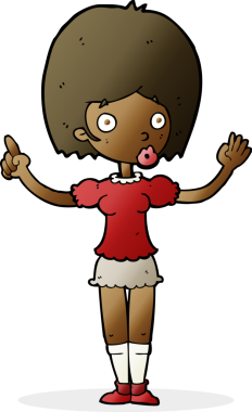 Çizgi filmdeki kadın, bir insan tarafından çizilen noktayı anlatıyor.