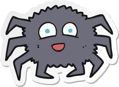 Bir insan tarafından çizilmiş çizgi film örümceğinin çıkartması.