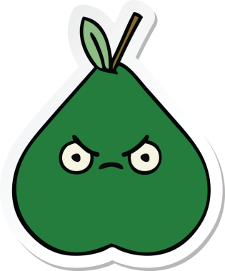 Bir insan tarafından çizilmiş kızgın bir armut.