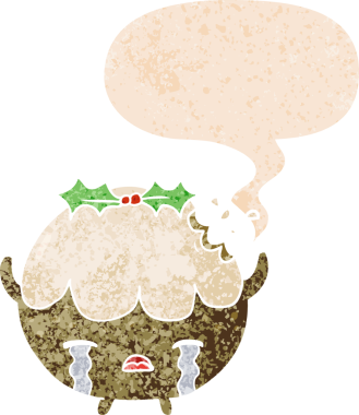 çizgi film pudingleri grunge 'de konuşma baloncuğu olan sıkıntılı retro dokuma tarzı bir insan tarafından çizilmiş