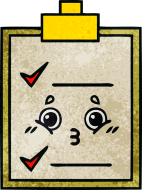 Bir insan tarafından çizilmiş kontrol listesinin retro grunge desen karikatürü