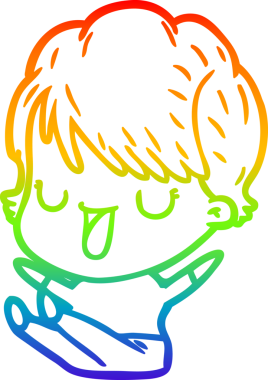 Gökkuşağı gradyan çizgi çizimi bir insan tarafından çizilmiş bir karikatür kadın