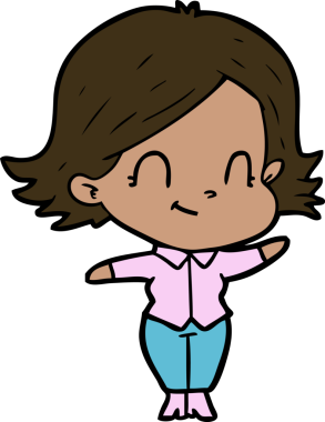 Bir insan tarafından çizilmiş karikatür dostu kız.