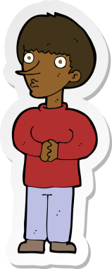 Bir insan tarafından çizilmiş gergin bir adamın çıkartması.