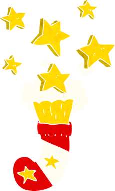 Bir insan tarafından çizilmiş sihirli Noel çorapları.