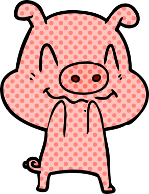 Bir insan tarafından çizilmiş sinirli çizgi film domuzu.