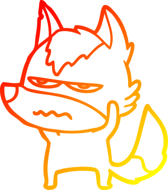 Bir insan tarafından çizilmiş kızgın bir kurdun sıcak çizgi çizimi.