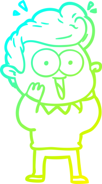 Bir insan tarafından çizilmiş, heyecanlı bir çizgi film çizimi.