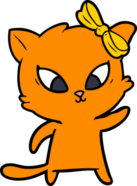 Bir insan tarafından çizilmiş çizgi film kedisi.