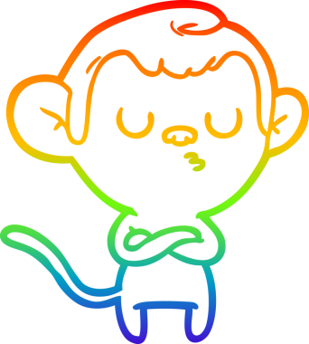 Gökkuşağı gradyan çizgi çizimi bir insan tarafından çizilmiş sinir bozucu bir maymun