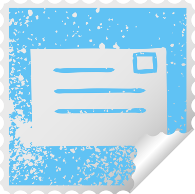 Üzüntülü kare soyma etiketi bir insan tarafından çizilmiş bir mektubun sembolü