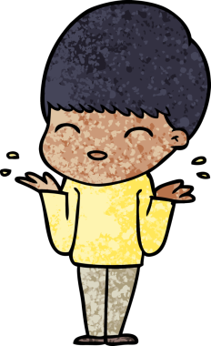 Bir insan tarafından çizilmiş mutlu çizgi film çocuğu.