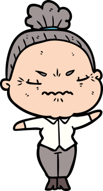 Çizgi film bir insan tarafından çizilmiş yaşlı bir kadın tarafından rahatsız edildi.