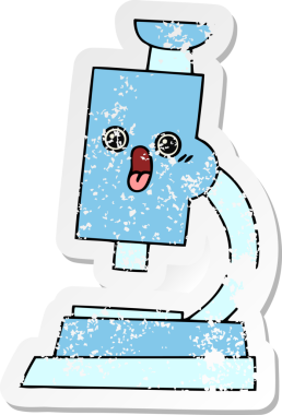 Bir insan tarafından çizilmiş sevimli bir mikroskobun sıkıntılı çıkartması.