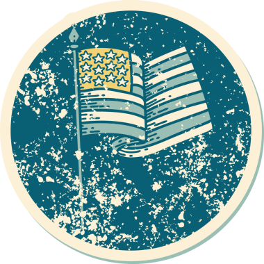 Bir insan tarafından çizilmiş Amerikan bayrağının sembolik dövmeli resmi.