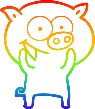 Bir insan tarafından çizilmiş neşeli bir domuz çizgi filminin gradyan çizimi.