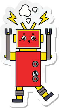 Bir insan tarafından çizilmiş şirin çizgi film robotunun çıkartması.