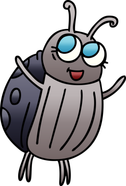 bir insan tarafından çizilmiş gölgeli neşeli çizgi film böceği