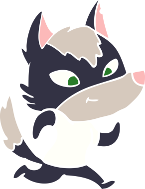 Bir insan tarafından çizilmiş düz renkli çizgi film kurdu.