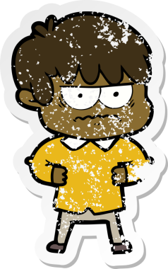 Bir insan tarafından çizilmiş kızgın bir çizgi film çocuğunun sıkıntılı çıkartması.