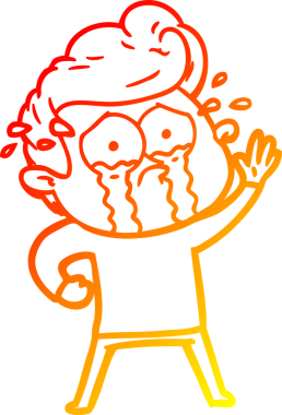 Bir insan tarafından çizilmiş, ağlayan bir adamın sıcak çizgi çizimi.