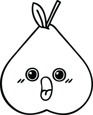 Bir insan tarafından çizilmiş yeşil bir armut çizimi.