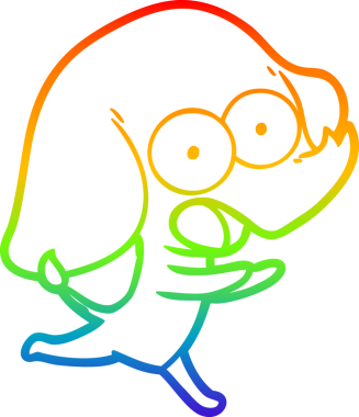 Gökkuşağı gradyan çizgisi bir insan tarafından çizilmiş şirin bir fil çizimi