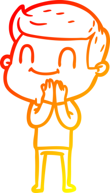 Bir insan tarafından çizilmiş, karikatür dostu bir adamın sıcak çizgi çizimi