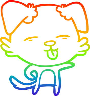 gökkuşağı gradyan çizgi çizimi bir insan tarafından çizilmiş dili dışarı çıkaran bir köpek