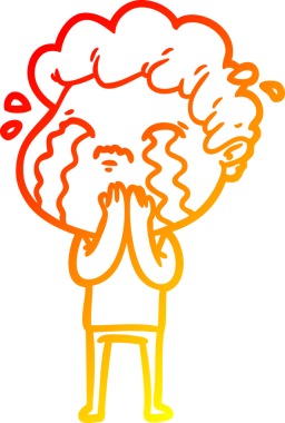 Bir insan tarafından çizilmiş ağlayan bir çizgi film karakteri çizimi.