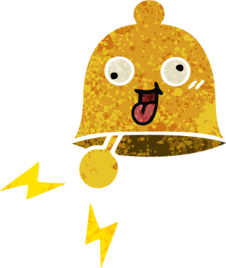 Bir insan tarafından çizilmiş bir çanın retro çizim tarzı karikatürü.